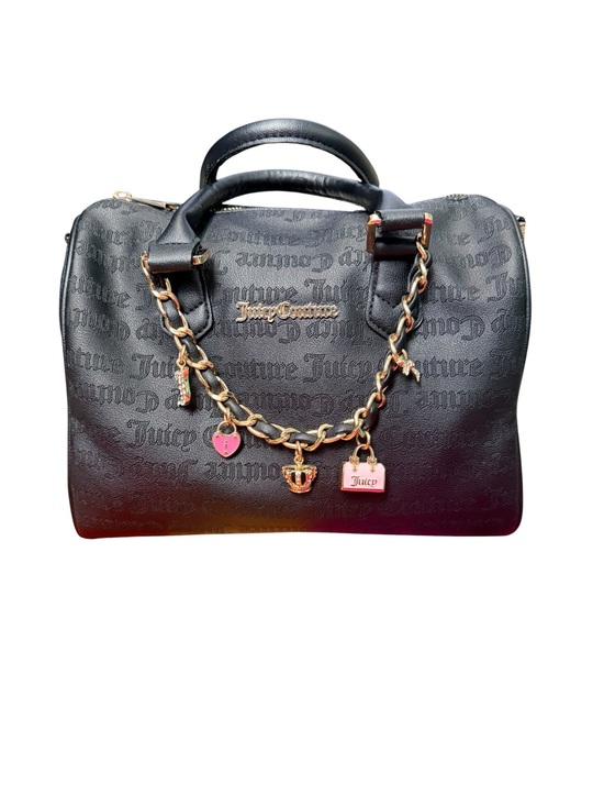 Juicy Couture Handbags - Juicy Couture Black Monogram Charm Chain Satchel Y2K Handbag